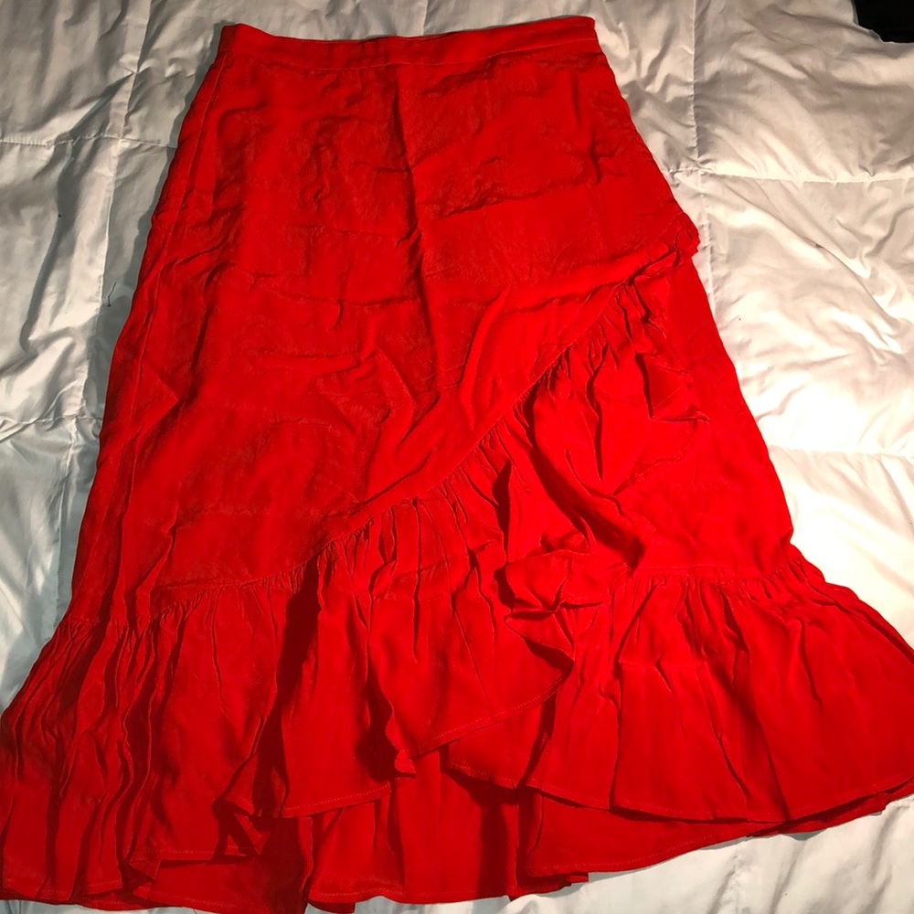 CALF LENGTH FLOUNCED SKIRT